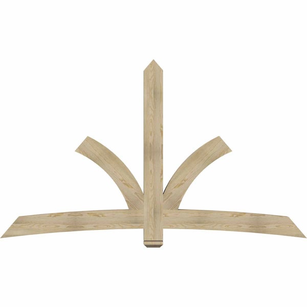 Ekena Millwork Davenport Rough Sawn Timber Gable Bracket, Douglas Fir, 96"W x 56"H x 4"D x 6"F, 14/12 Pitch GBW096X56X0406DAV00RDF - main